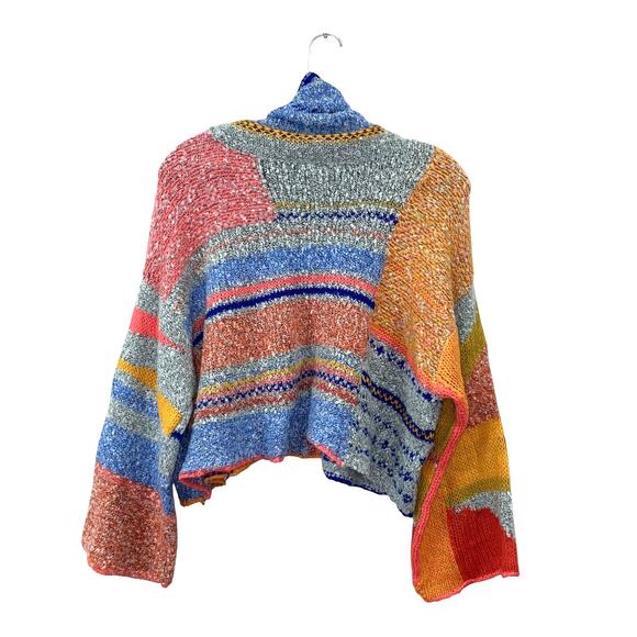 Sincerely Jules Abstract Cowl Neck Wool Blend Sweater Cropped Size S - Picture 2 of 7